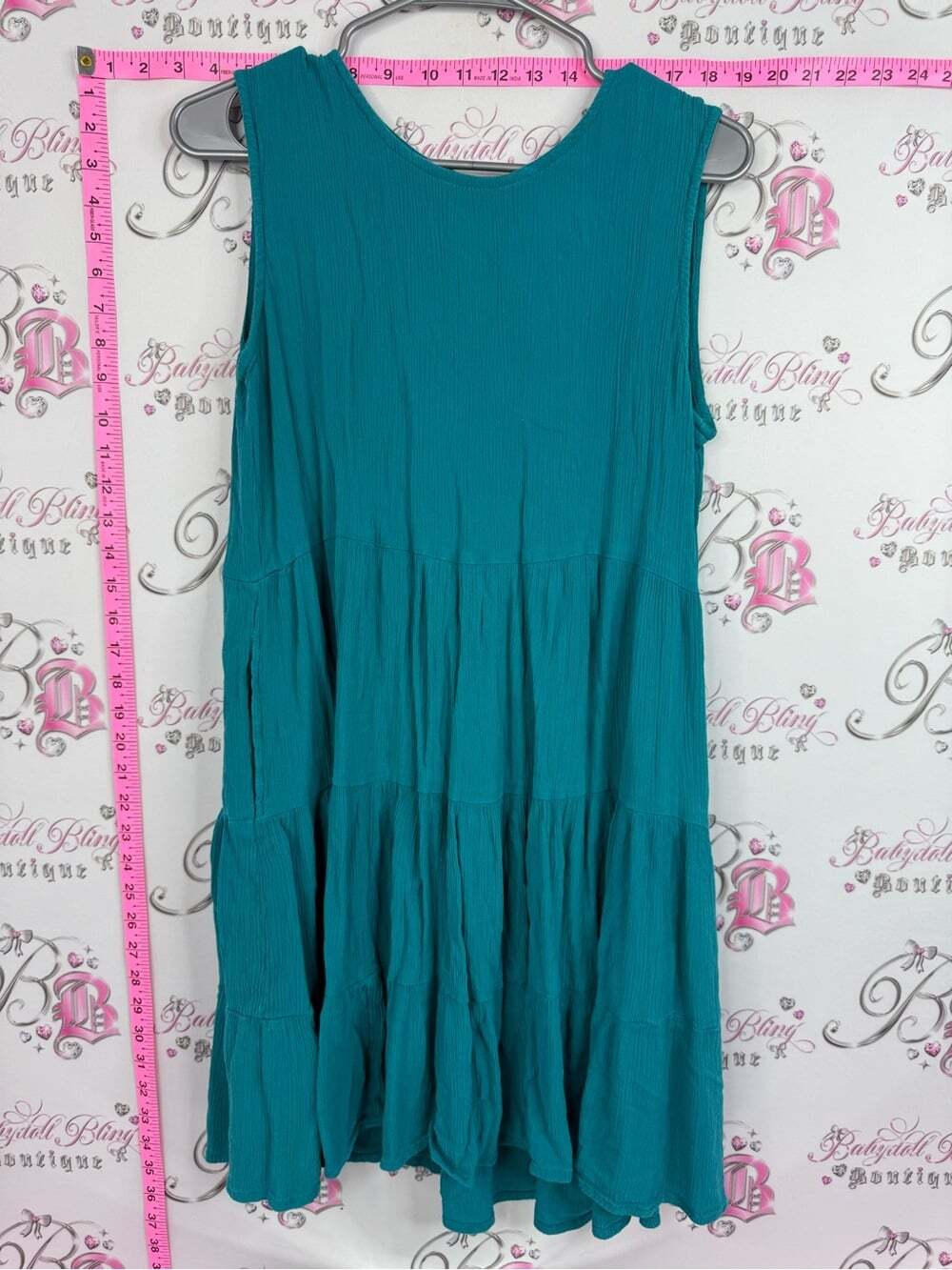 Pink pineapple 🍍 dress tier ruffle Sleeveless Teal Tiered Midi Dress